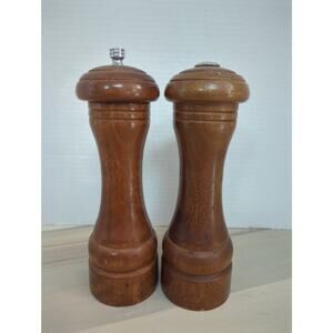 Olde Thompson Sheffield Steel Pair VINTAGE wood Salt Pepper grinder shaker